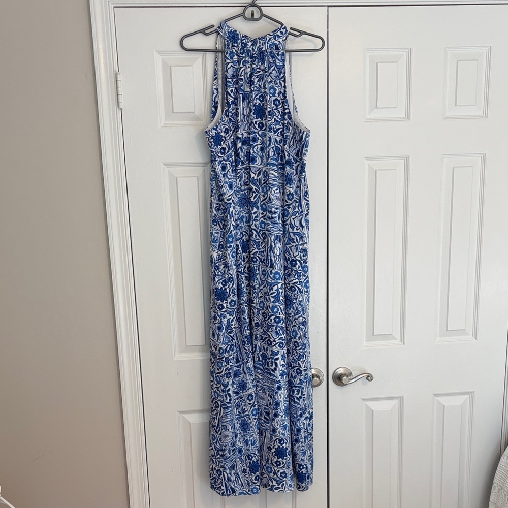 Ann Taylor Blue and White Patterned Maxi Dress